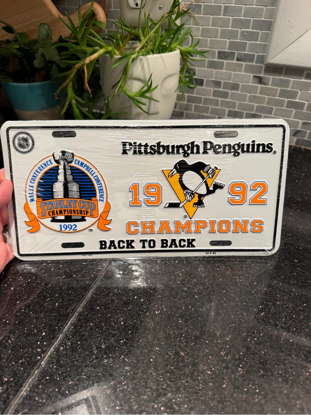 Vintage 1992 Pittsburgh Penguins Stanley Cup License Plate NWT